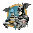 cinema and Batman watching a movie tattoo design idea