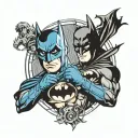 cinema and Batman watching a movie tattoo design idea