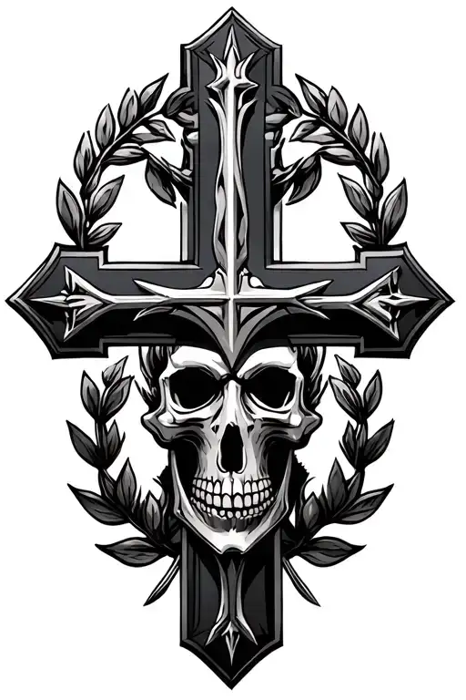 warhammer 40k black templars cross with laurel wreath and skull tattoo design idea