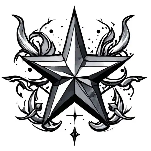 star with symbols tattoo design idea