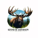moose in nature with antlers saying Kenneth Davidson  tattoo design idea