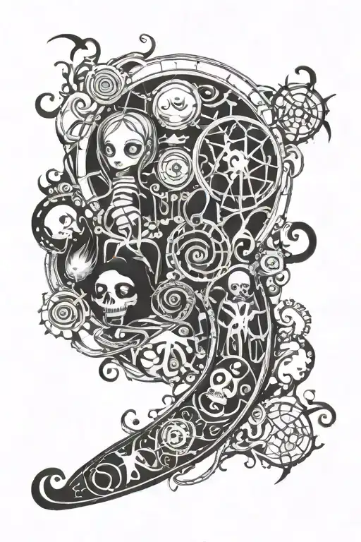 Tim burton sleeve tattoo design idea