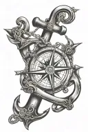 Anchor and compass tattoo design idea