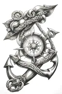 Anchor and compass tattoo design idea