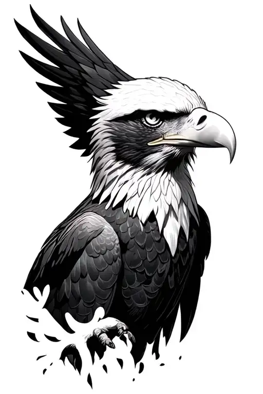 surrealist bald Eagle head tattoo design idea