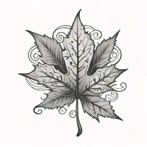 Canada maple leaf with music notes tattoo design idea