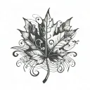 Canada maple leaf with music notes tattoo design idea