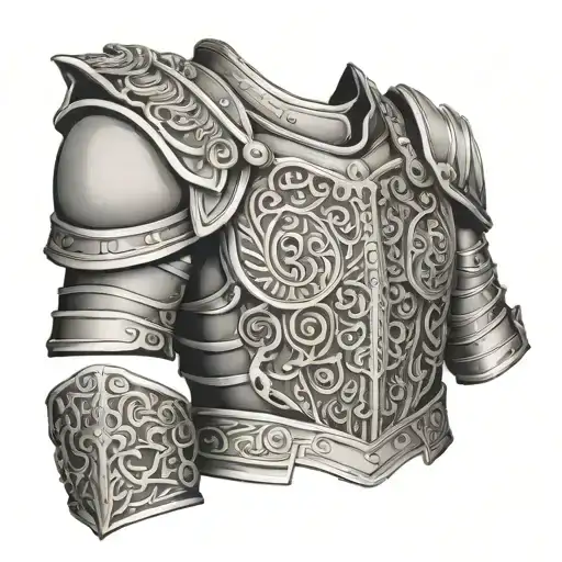 armor plate and chainmaile shoulder pauldron  tattoo design idea