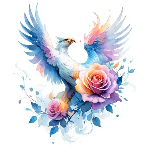 feminine strength freedom rebirth roses ethereal phoenix smoke tattoo tattoo design idea