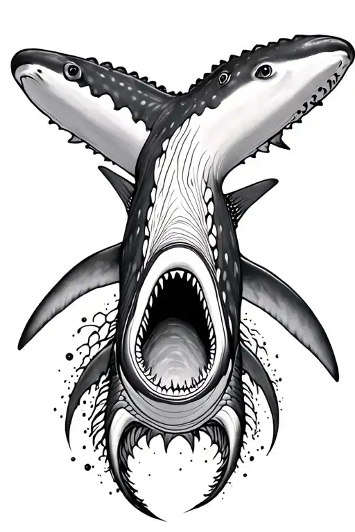 whale shark semi colon mountains  tattoo design idea