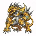 digimon greymon fighting tattoo design idea