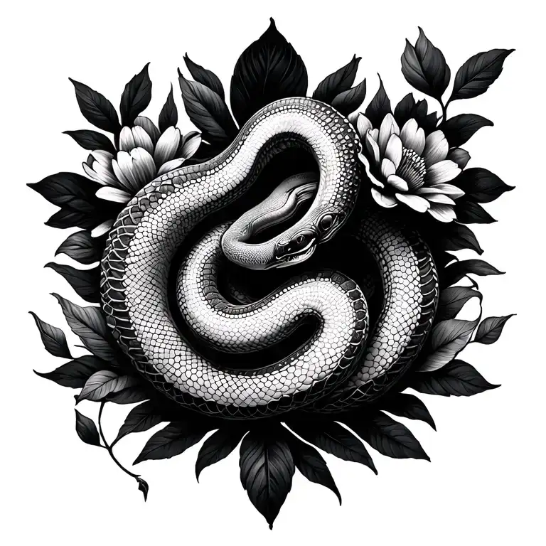 year of the snake protecting daughter leilani a lovely heavenly flowers representing  tattoo design idea