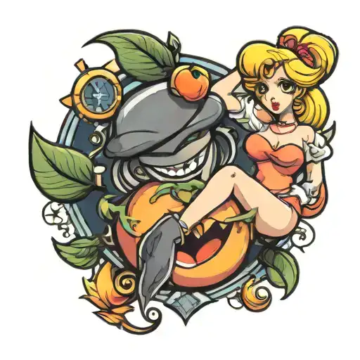 sexy peach from Mario bros tattoo design idea