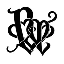 4 hearts intertwined with initials first name p t l and n tattoo design idea