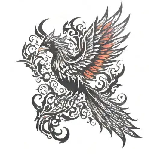  Phoenix on fire tattoo in bright colors tattoo design idea