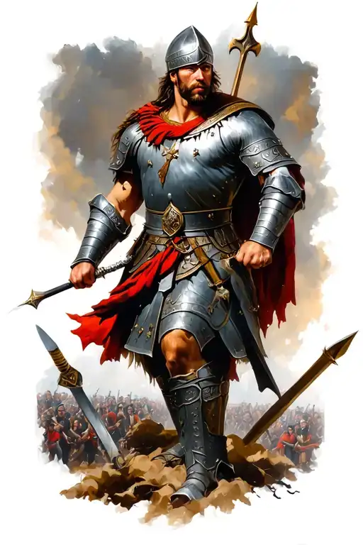 Germanic warrior in battle scene tattoo design idea