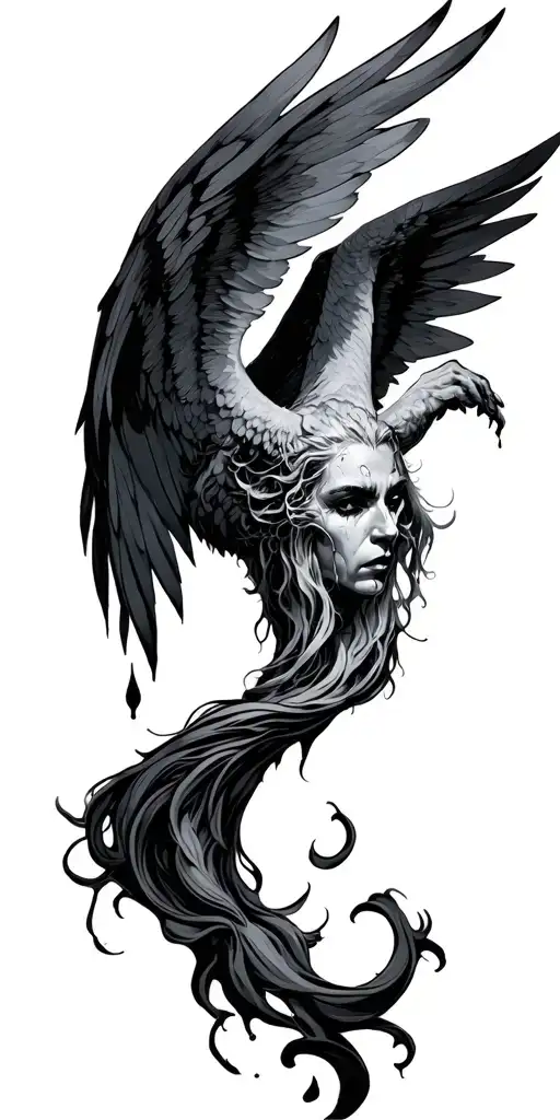 Fallen angel lucifer human tear drop tattoo design idea