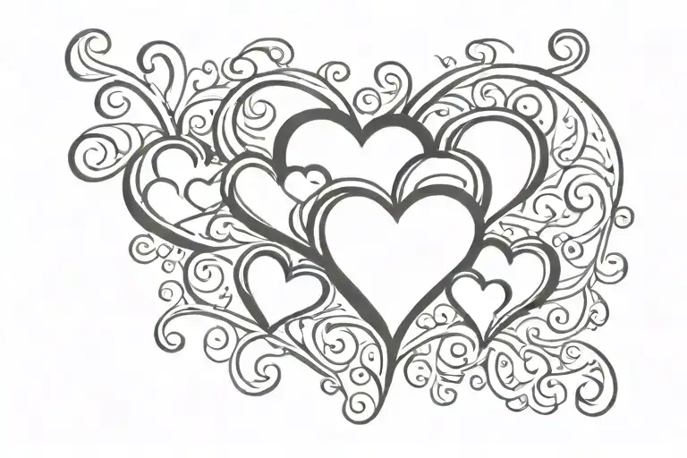 chrome cybersigilisim tramp stamp hearts tattoo design idea