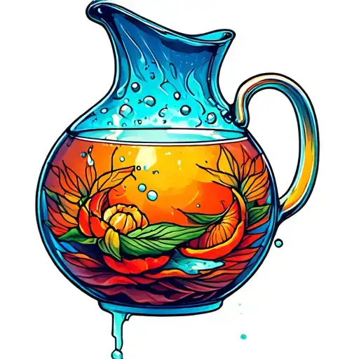 Camus anime aquarious jug pouring tattoo design idea