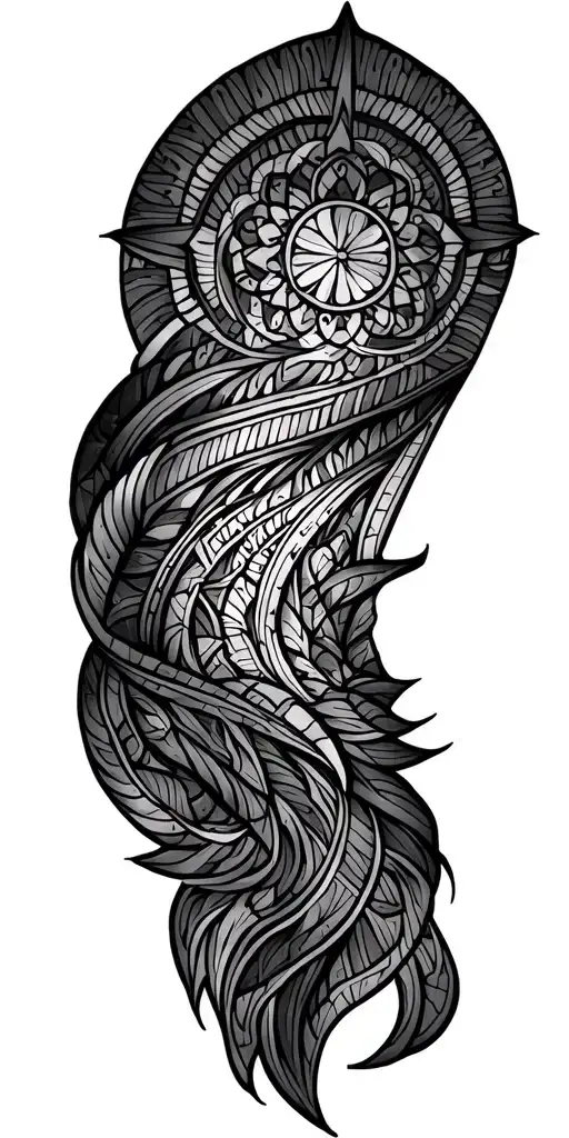 cover up geometric mandala incorporating elements on a deeper level tattoo design idea