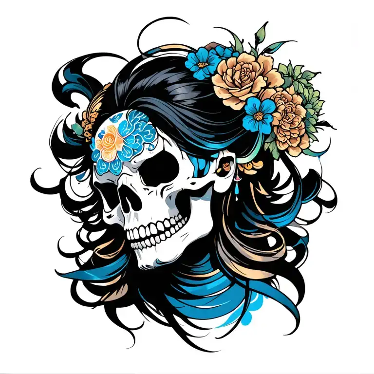 kabuki skull tattoo design idea