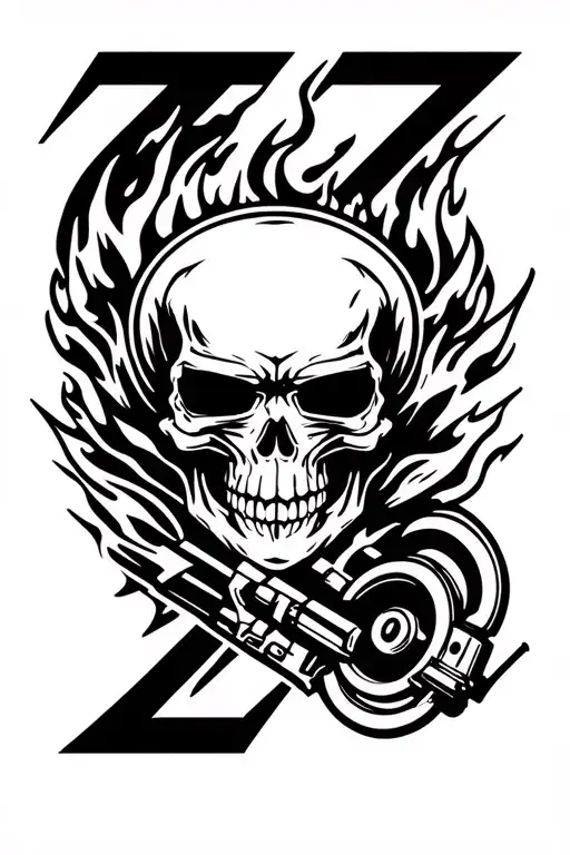 camaro car z28 emblem  turbos fire skulls and pistons tattoo design idea