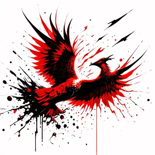 Phoenix rising from ashes flying tattoo design idea