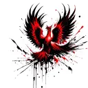 Phoenix rising from ashes flying tattoo design idea
