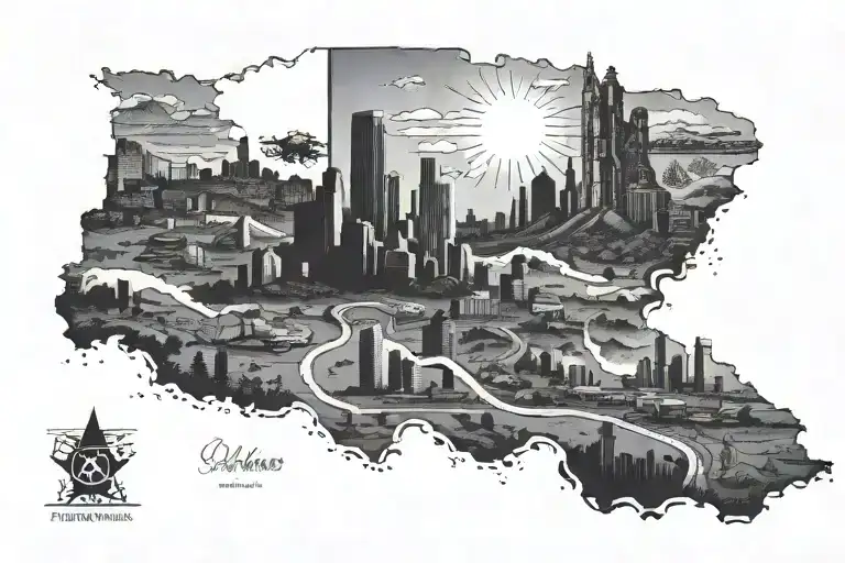 road from San angelo texas, to dallas texas, to Conway arkansas, and to Monroe Louisiana  tattoo design idea