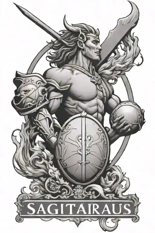 sagittarius, rugby ball tattoo design idea