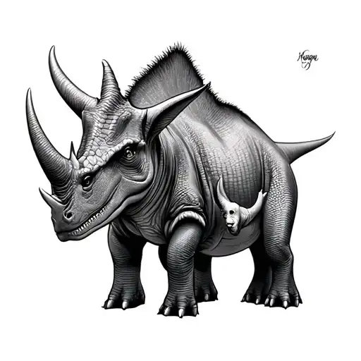 triceratops mom and baby tattoo design idea