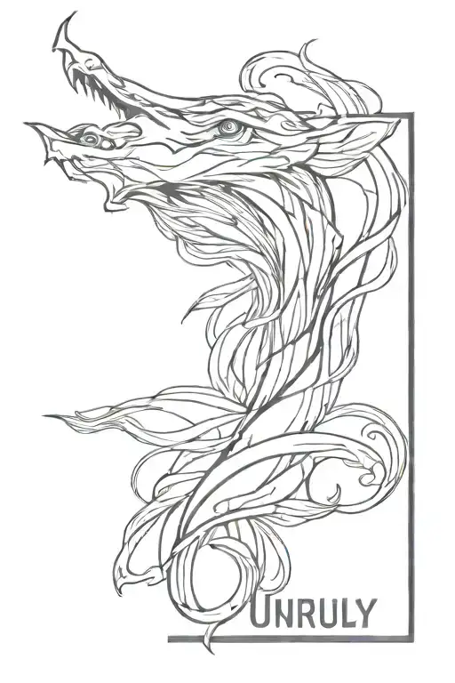 The word "unruly" vertically, neck tattoo tattoo design idea