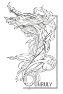 The word "unruly" vertically, neck tattoo tattoo design idea