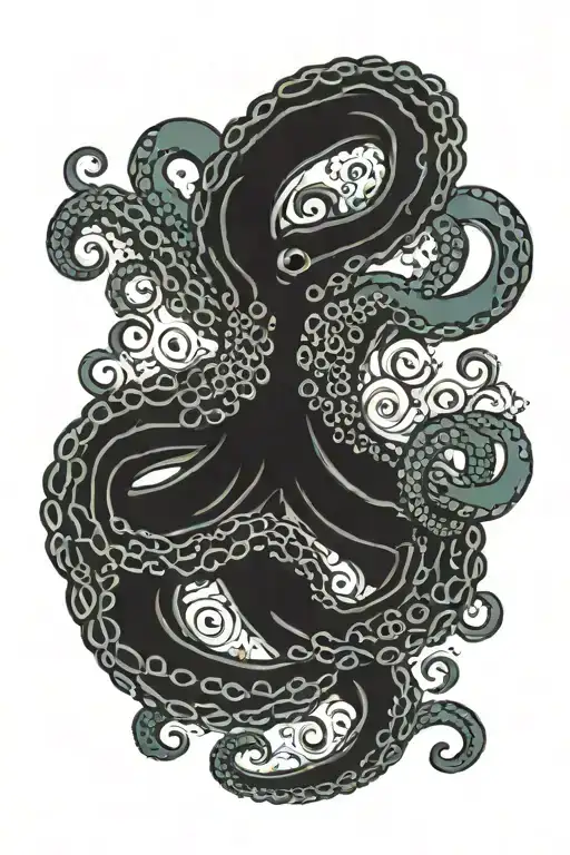 octopus tentacles and waves forming tattoo design idea