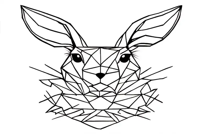 hare polygon running tattoo design idea