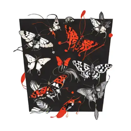 moths flying tattoo design idea