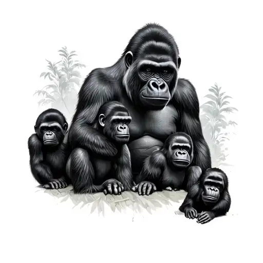 Gorilla Family tattoo design idea