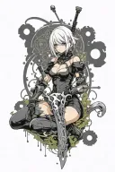 2B Nier Automata tattoo design idea