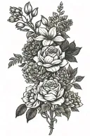 bouquet of birth flowers for the months April, August, and December tattoo design idea