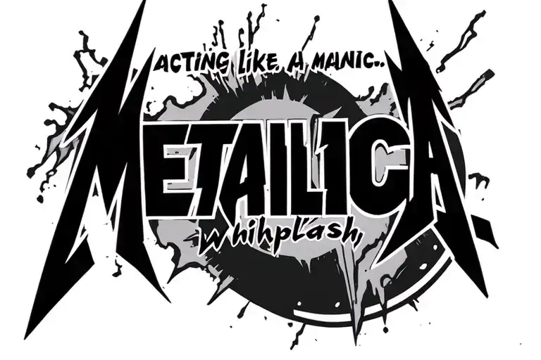 metallica logo with the words below it that read "acting like a maniac.. whiplash" tattoo design idea