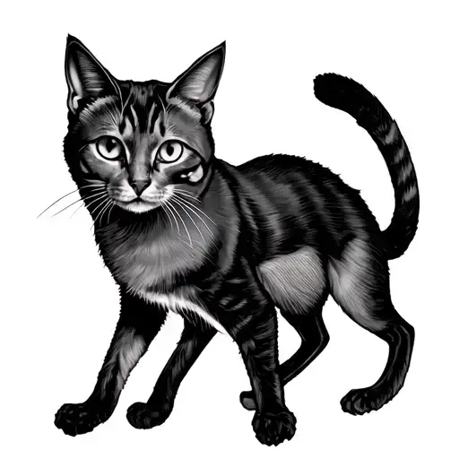 Halloween cat in a walking pose tattoo design idea