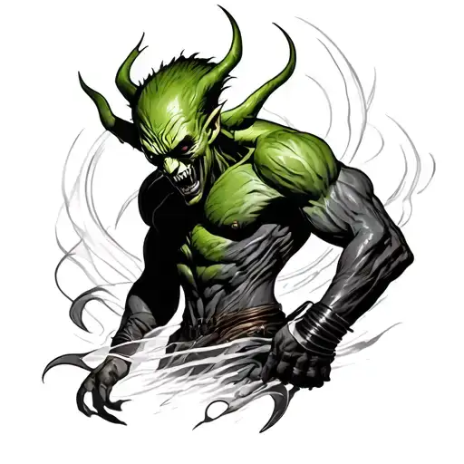green goblin style tattoo design idea