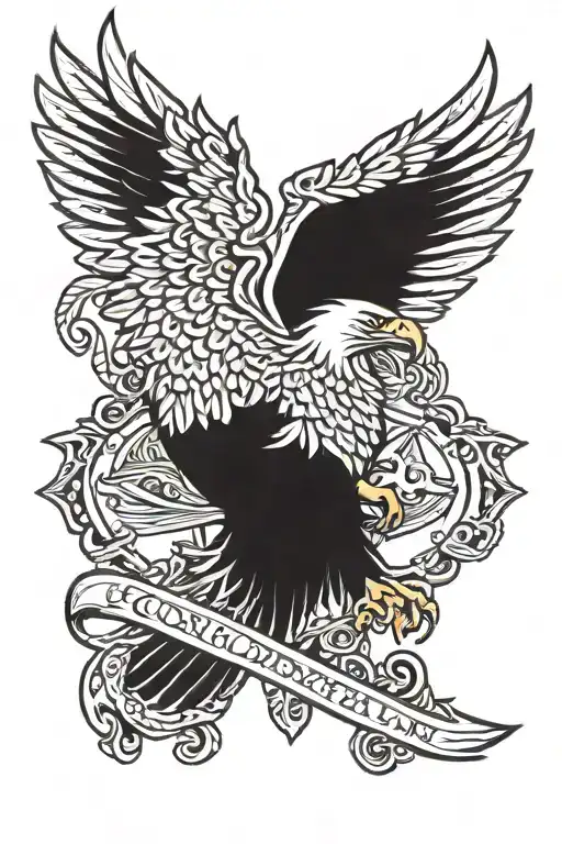 Incorporate Corinthians logo into a traditional style eagle design tattoo design idea