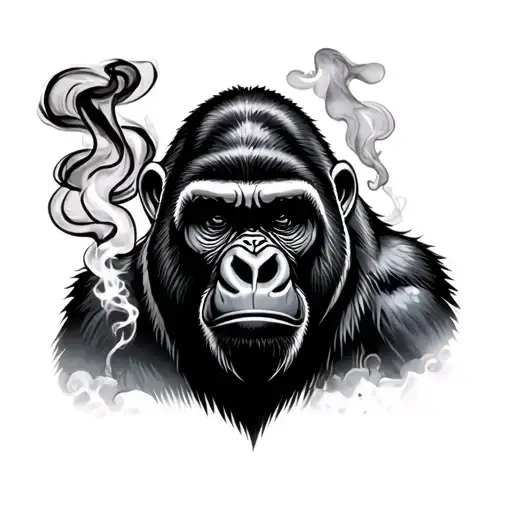 smoking gorilla tattoo design idea