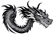single head traditional Japanese dragon without wings black and grey full length design tattoo design idea