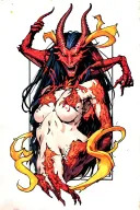 Demon in the background tattoo design idea