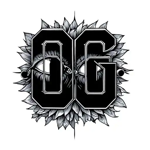 OG with eyeglasses around the letters  tattoo design idea