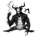 A night when lightning flashes and the devil is there alone tattoo design idea