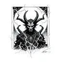 A night when lightning flashes and the devil is there alone tattoo design idea