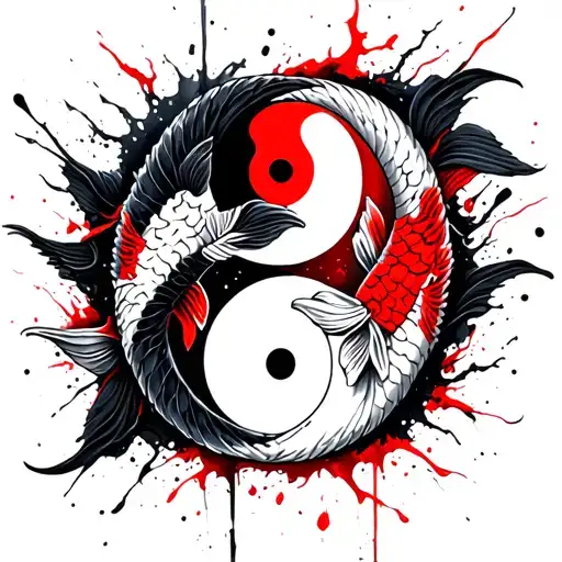 gemini koi fish yin yang symbol intertwined with xavier in the middle tattoo design idea